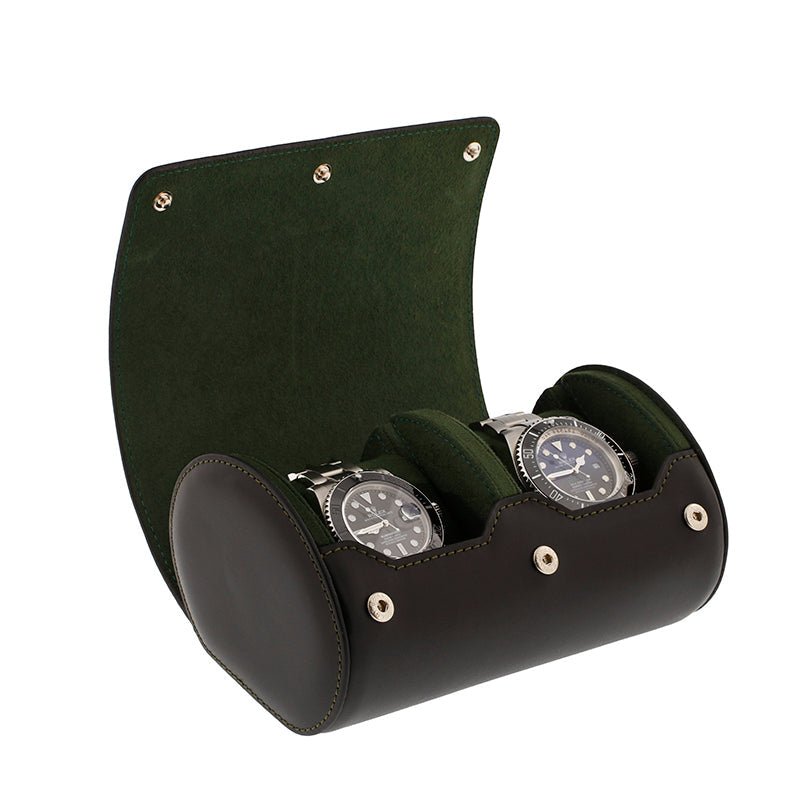 Double Watch Roll Case in Premium Black Nappa Leather by Aevitas