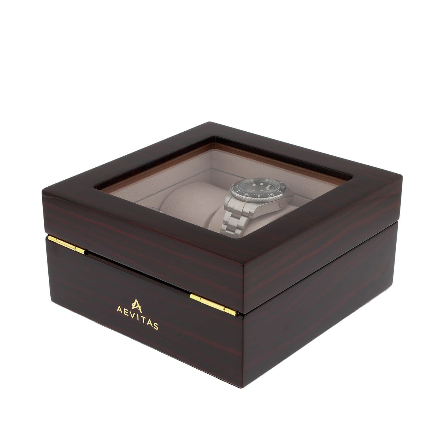 Premium 6 Watch Box in Cherry Wood Piano Gloss Finish with Luxury Lining