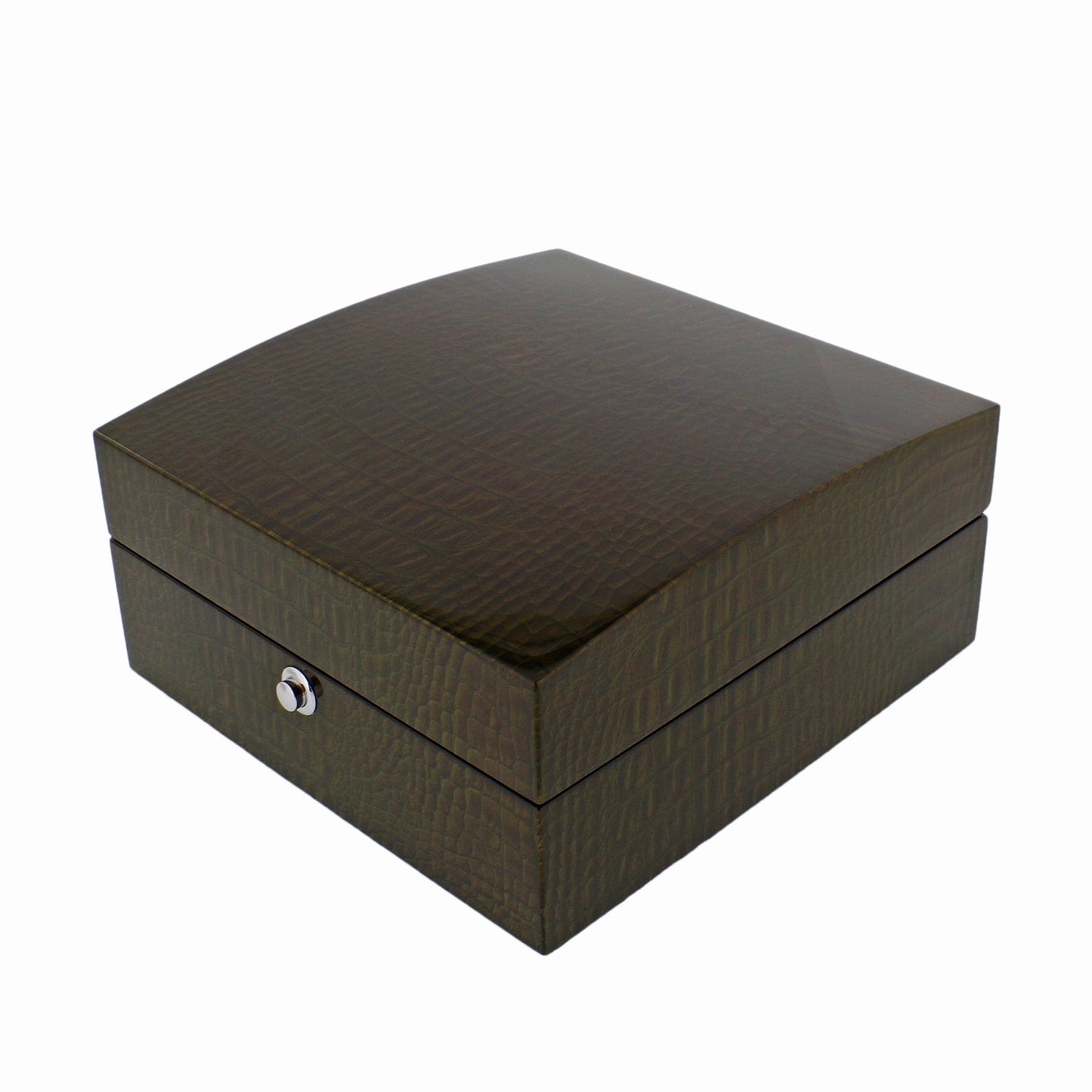 Premium 6 Watch Box in Green High Gloss Lacquered Crocodile Print Finish by Aevitas