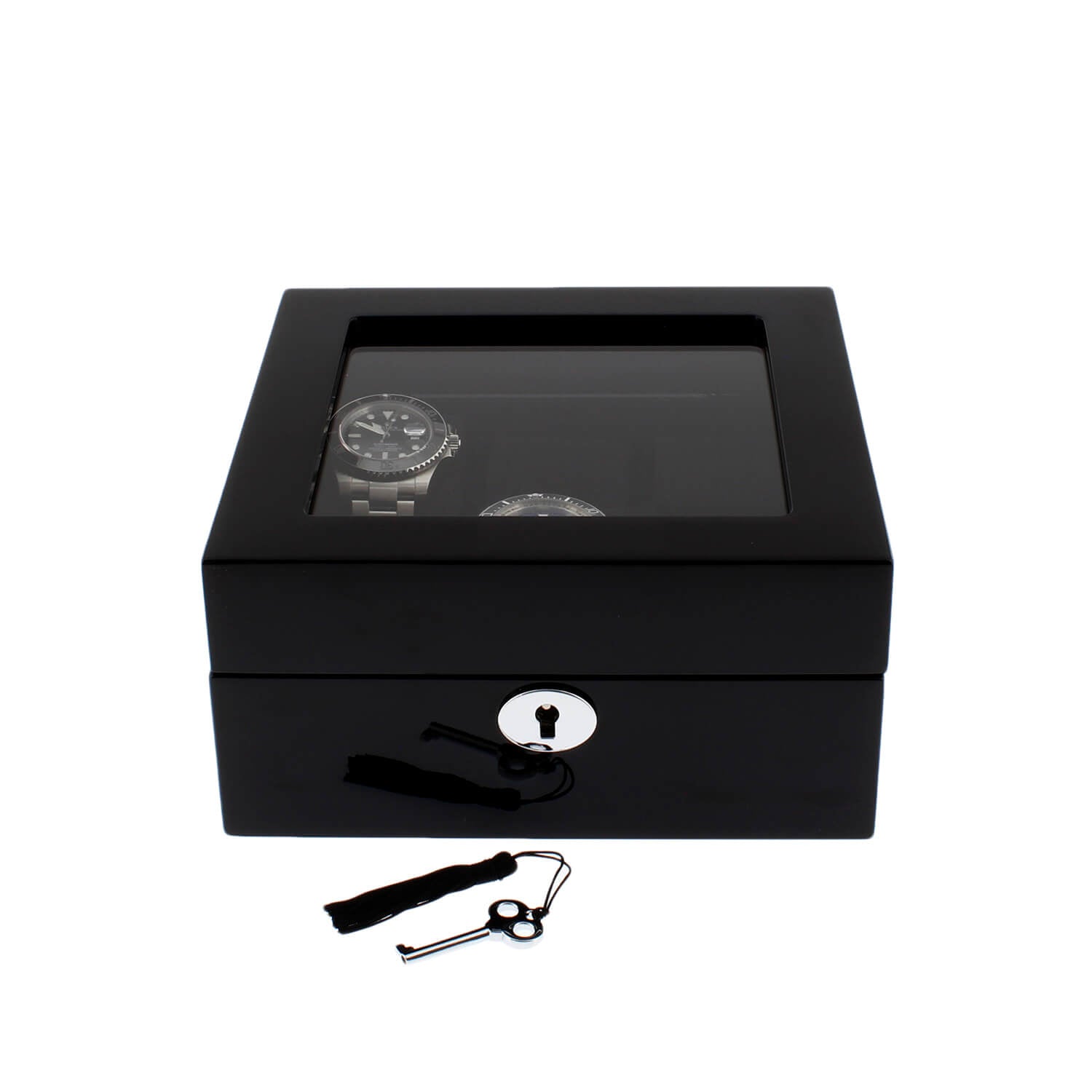 Premium 6 Watch Box in Piano Black Gloss Finish with Black Luxury Lining