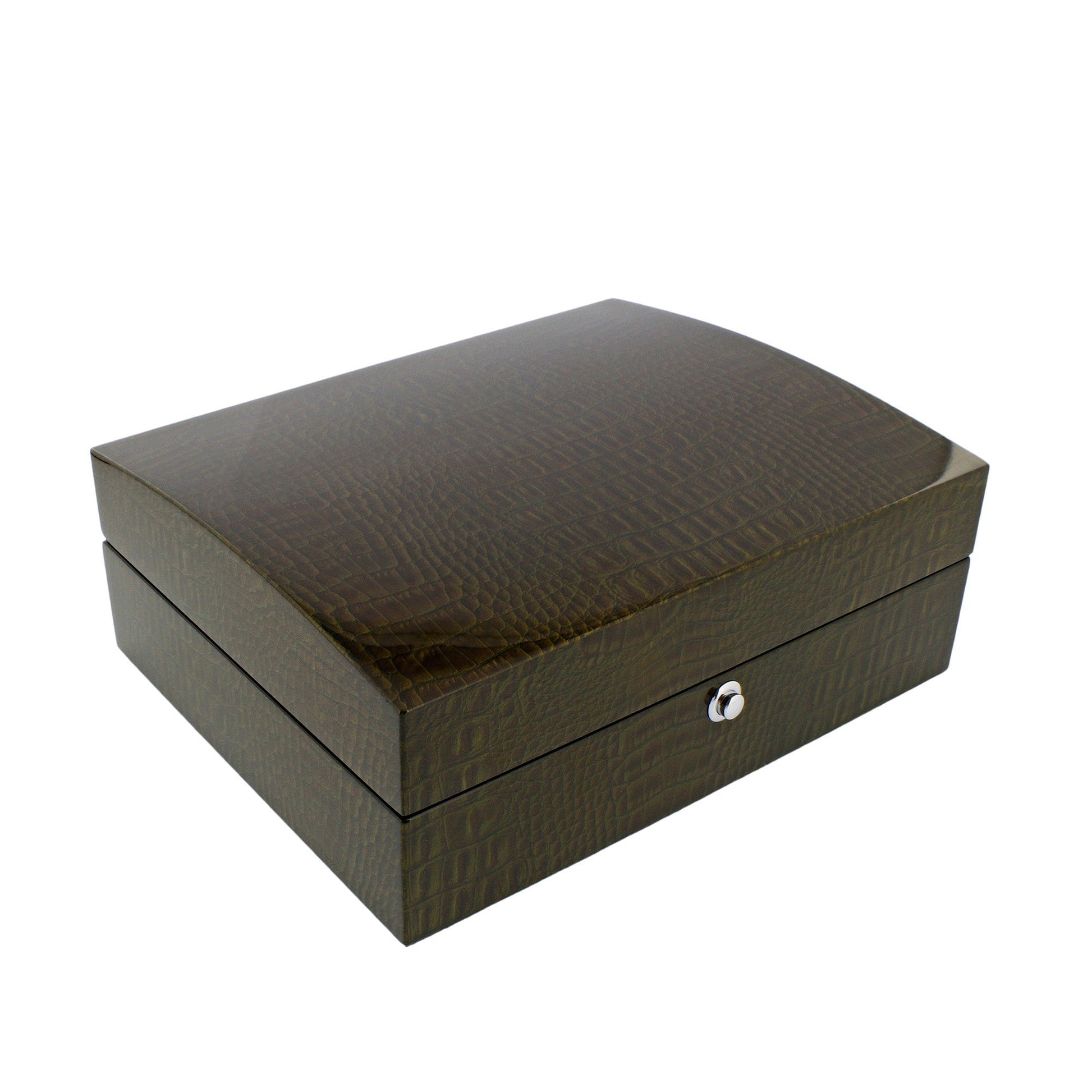 Premium 8 Watch Box in Green High Gloss Lacquered Crocodile Print Finish by Aevitas