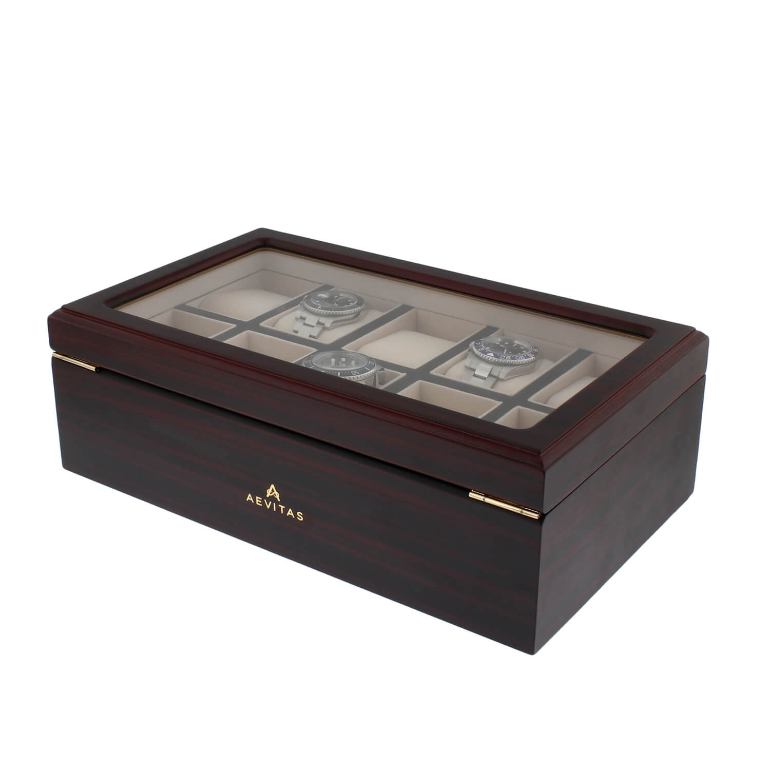 Premium Cherry Wood Satin Finish Watch Box for 10 Watches Extra Storage Drawer