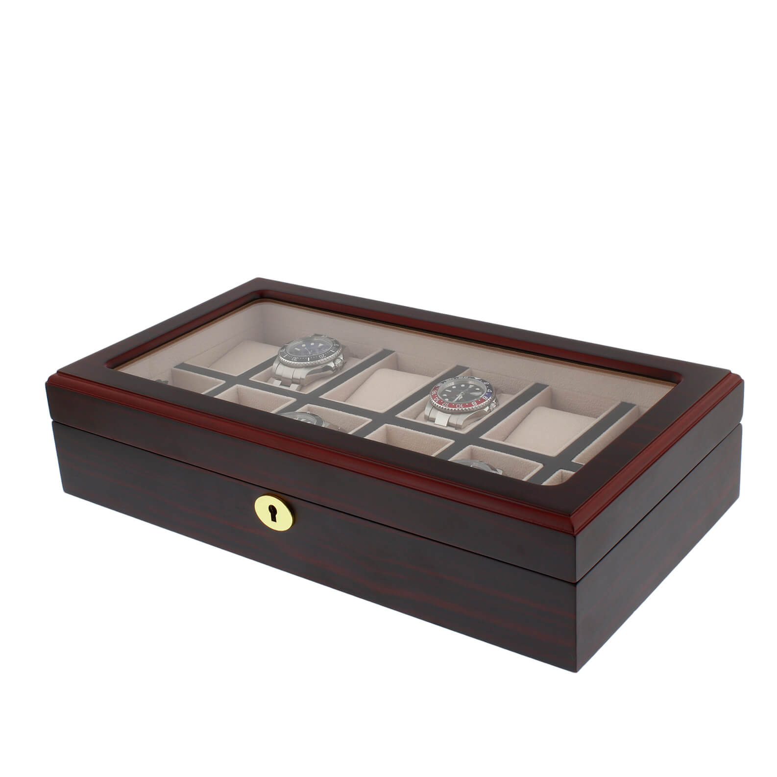 Premium Cherry Wood Satin Finish Watch Box for 12 Watches