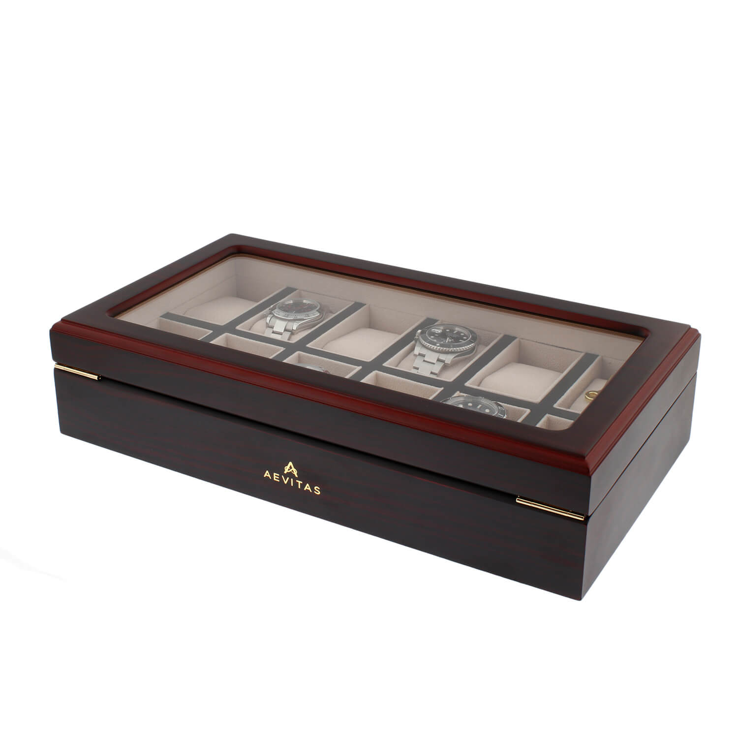 Premium Cherry Wood Satin Finish Watch Box for 12 Watches