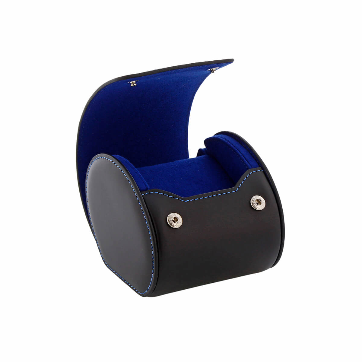 Single Watch Roll Case in Premium Black Nappa Leather with Blue Lining by Aevitas