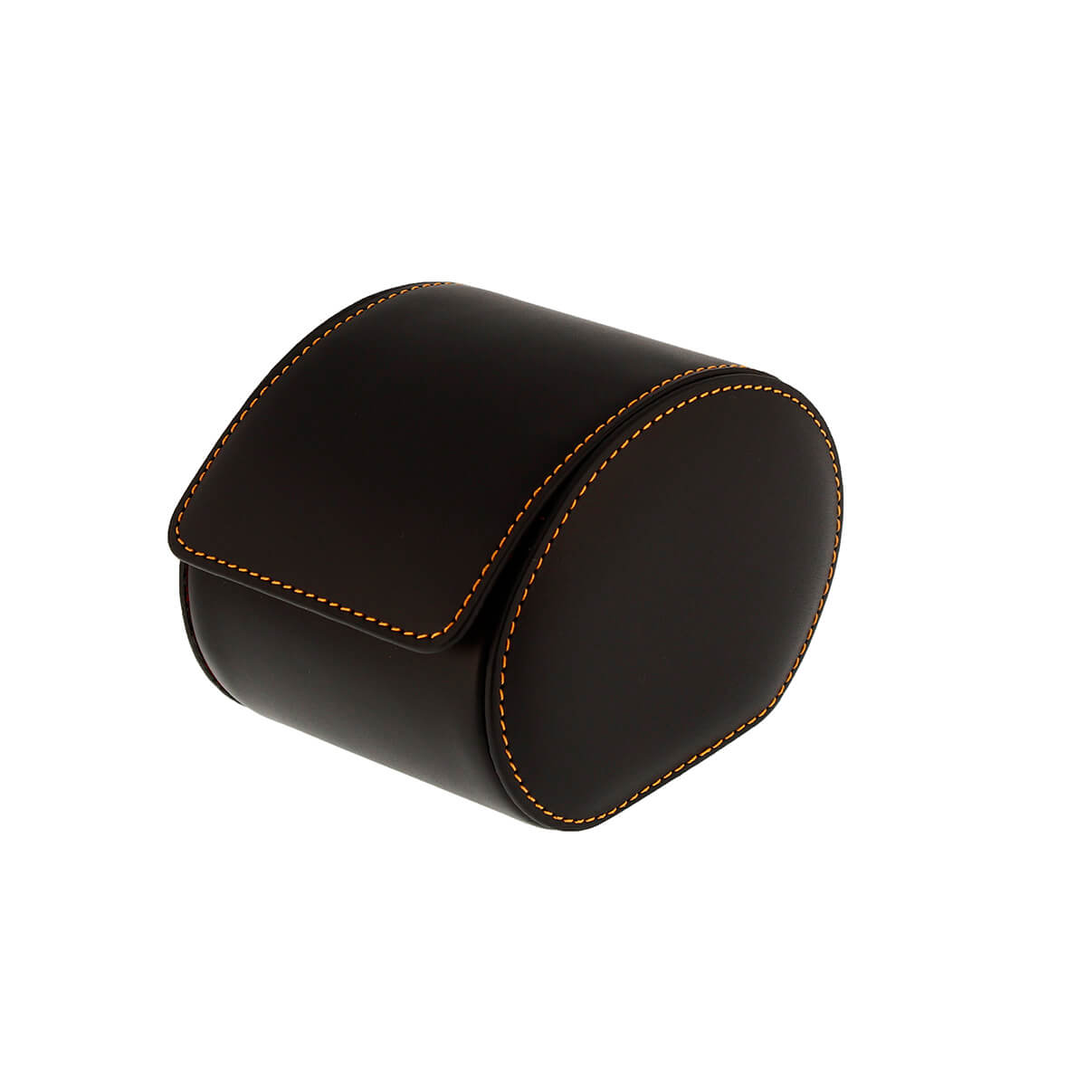 Single Watch Roll Case in Premium Black Nappa Leather with Orange Lining by Aevitas