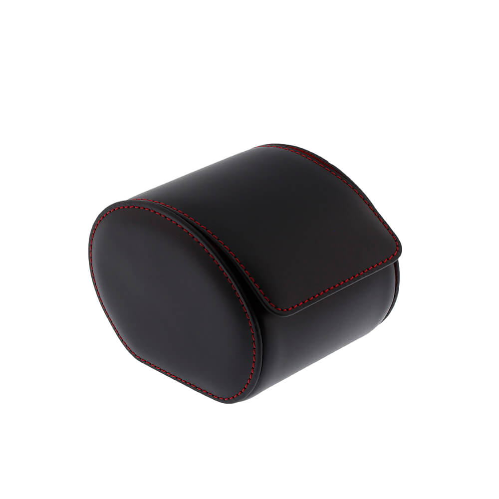 Single Watch Roll Case in Premium Black Nappa Leather with Red Lining by Aevitas