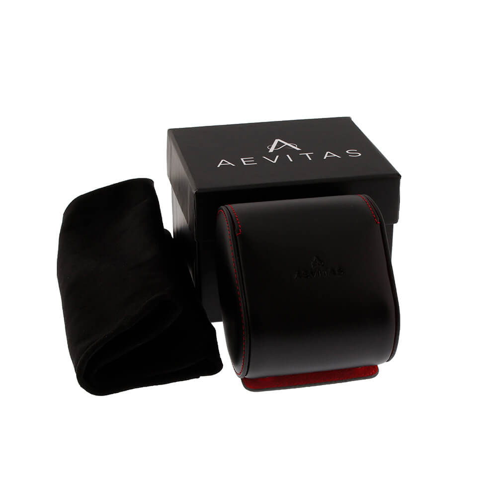 Single Watch Roll Case in Premium Black Nappa Leather with Red Lining by Aevitas