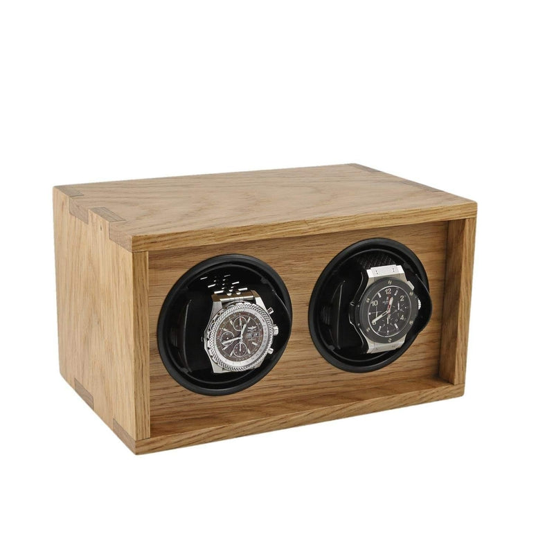 2 Watch Winder Solid Oak Wood Made in the UK by Aevitas - Swiss Watch Store UK