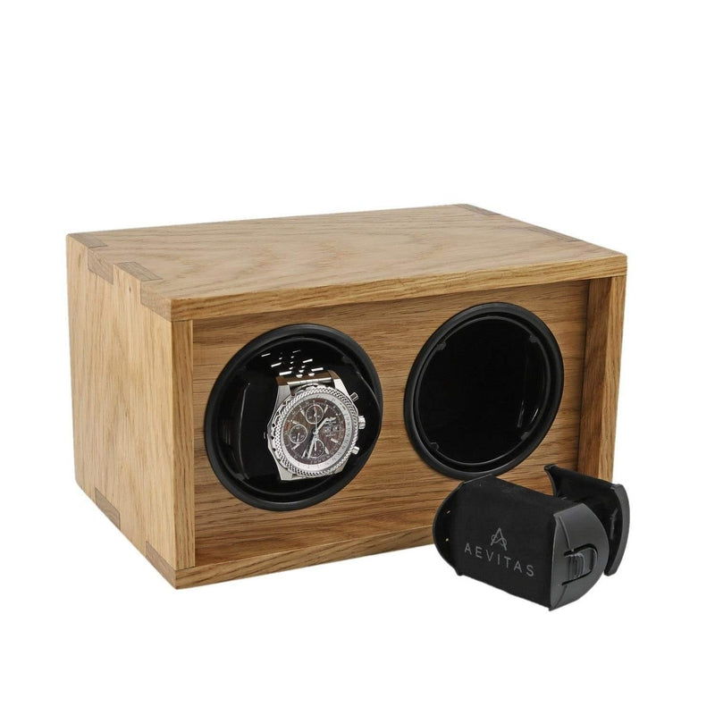 2 Watch Winder Solid Oak Wood Made in the UK by Aevitas