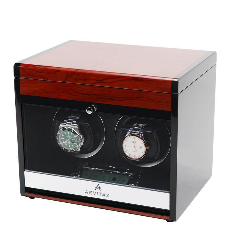 2 Watch Winder with Extra Storage Wood Veneer Finish by Aevitas - Special Offer