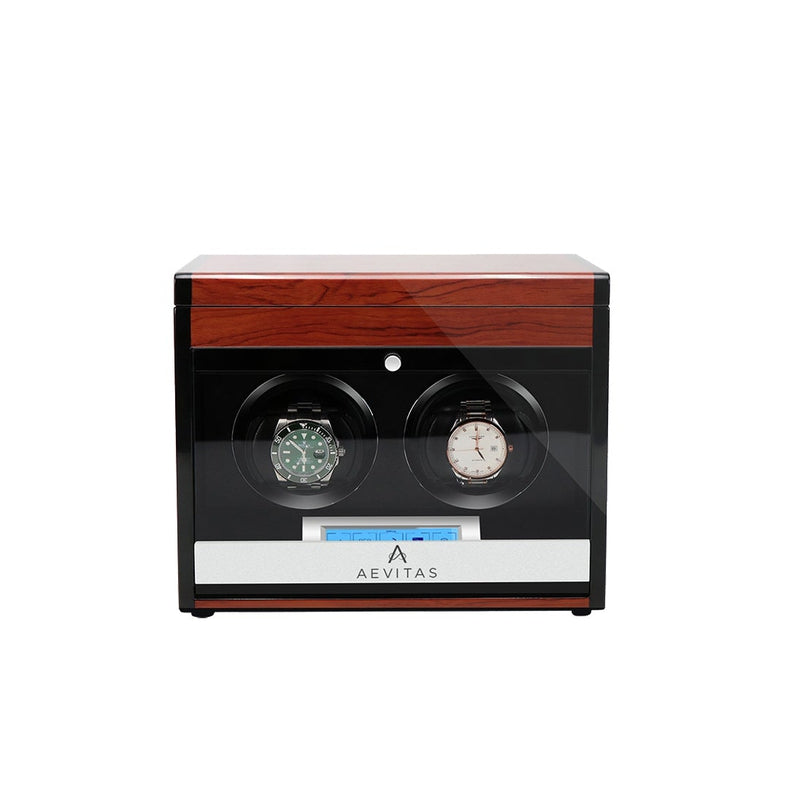 2 Watch Winder with Extra Storage Wood Veneer Finish by Aevitas - Special Offer