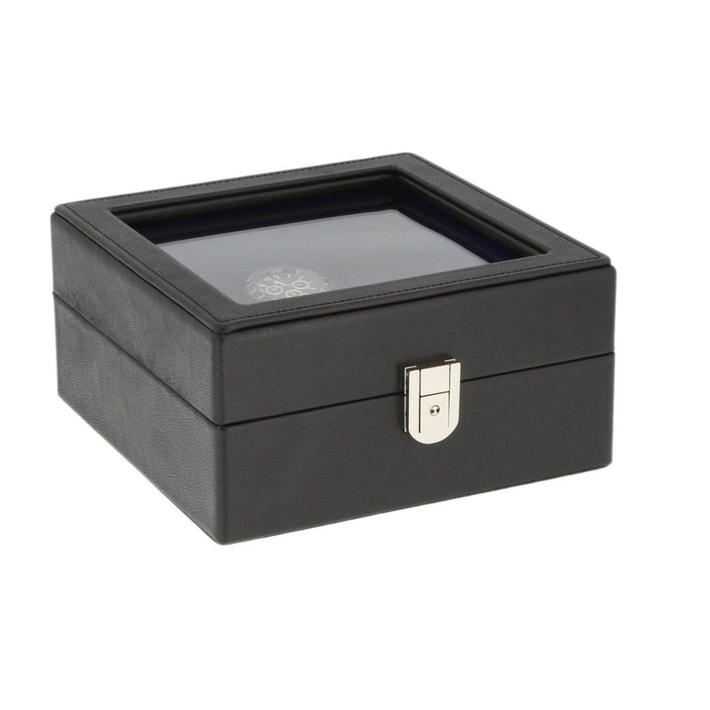 4 Watch Box Black Genuine Leather with 8 Cufflink Holders by Aevitas - Swiss Watch Store UK