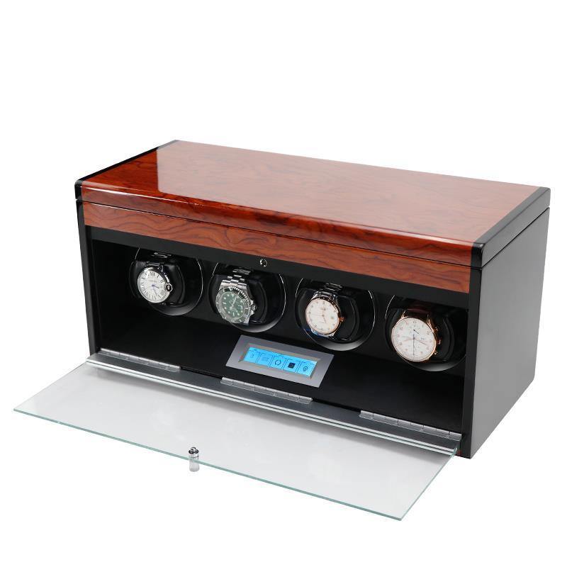 4 Watch Winder with Extra Storage Wood Veneer Finish by Aevitas - Special Offer