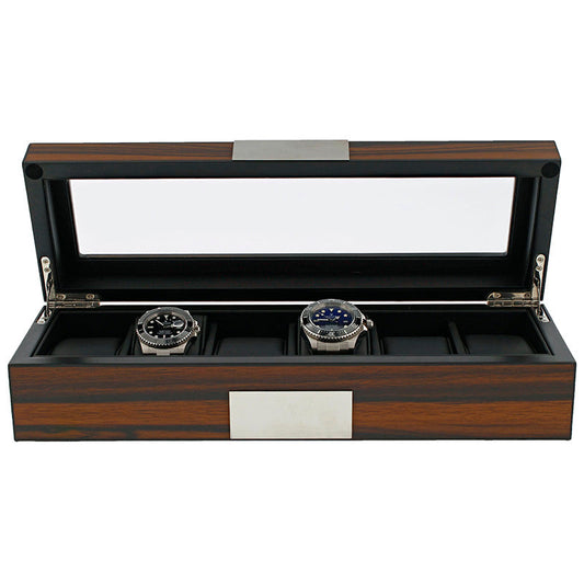 6 Watch Box in Natural Dark Walnut Veneer Finish by Aevitas