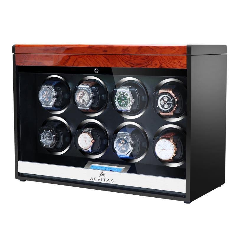 8 Watch Winder with Extra Storage Wood Veneer Finish by Aevitas - Special Offer