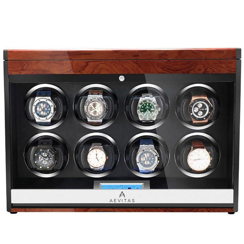 8 Watch Winder with Extra Storage Wood Veneer Finish by Aevitas - Special Offer