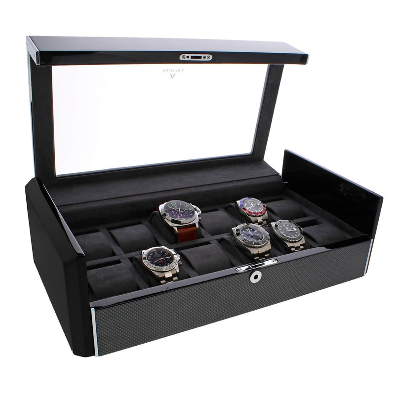 Carbon Fibre Watch Box Premium Quality for 12 Watches by Aevitas