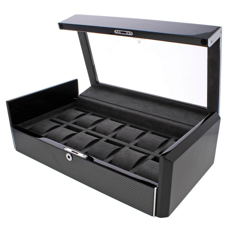 Carbon Fibre Watch Box Premium Quality for 12 Watches by Aevitas