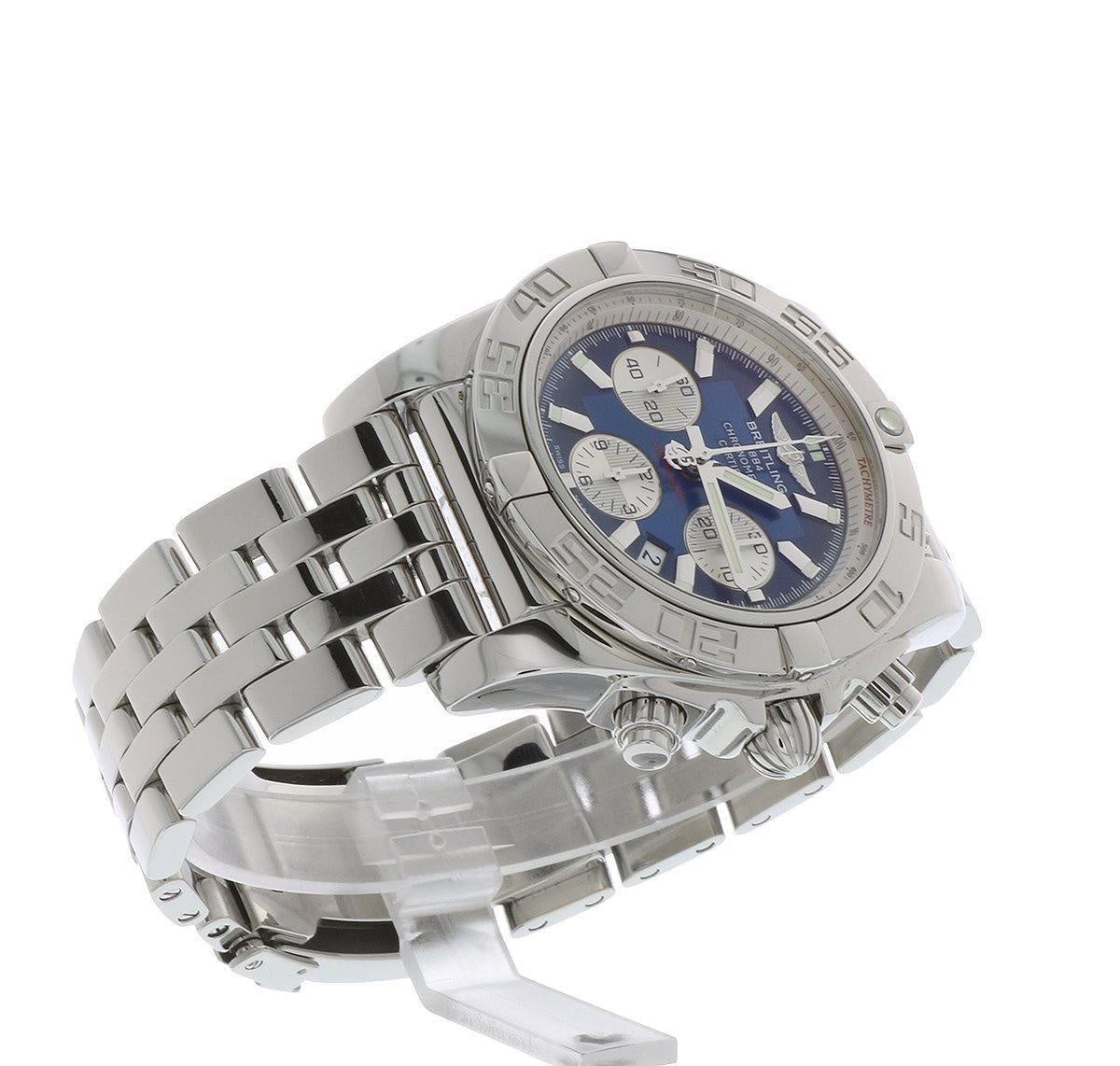 BREITLING Chronomat 44 Steel Automatic AB0110 with Blue Dial MINT CONDITION - Swiss Watch Store UK