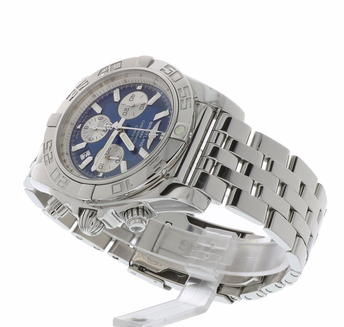 BREITLING Chronomat 44 Steel Automatic AB0110 with Blue Dial MINT CONDITION - Swiss Watch Store UK