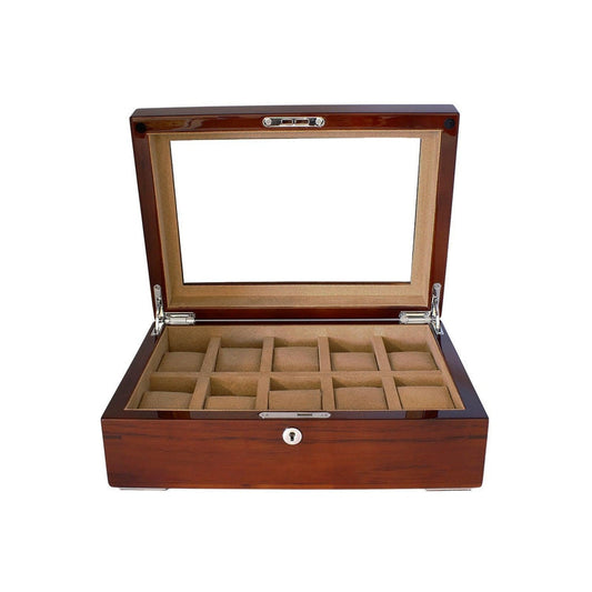 Premium Luxury 10 Watch Box Solid Hardwood High Gloss Finish by Aevitas - Swiss Watch Store UK