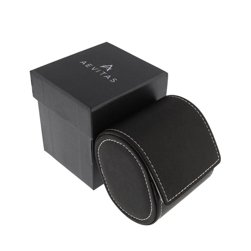 Single Watch Roll in Black Saffiano Leather with Super Soft Lining - Swiss Watch Store UK