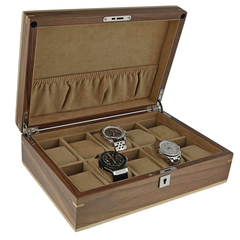 Watch Box Light Walnut Wood Natural Finish for 10 Watches by Aevitas